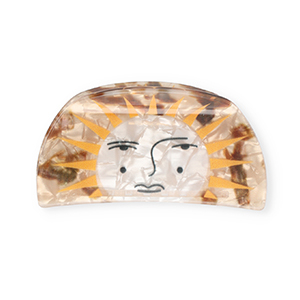 Haarschmuck Haarklemme Sonne mit Gesicht Pearl shine brown-pearl shine white-ochre