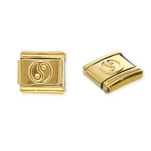 Italian Charm Element aus Stainless Steel - Rostfreiem Stahl Yin & Yang Gold