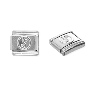 Italian Charm Element aus Stainless Steel - Rostfreiem Stahl Yin & Yang Silver