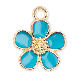 Metall Anh&auml;nger Blume Gold-blue