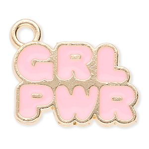 Metall Anh&auml;nger "Grl pwr" Gold-light pink