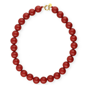 BY31&reg; 16 mm Acrylperlen Kette shiny Salsa red 18-1657 TCX-gold