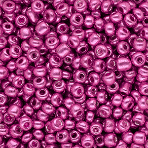 Glasperlen Rocailles 6/0 (4 mm) Metallic shine fuchsia pink