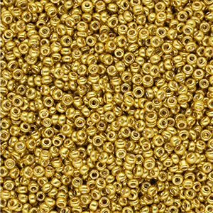 Glasperlen Rocailles 12/0 (2 mm) Metallic shine yellow gold