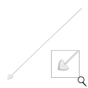 BY31&reg; Stainless Steel - Rostfrei Stahl Schmuckzubeh&ouml;r Nietstifte mit Herz 70 mm Silver