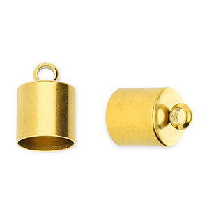 Stainless Steel - Rostfrei Stahl Schmuckzubeh&ouml;r Endkappen &Oslash;6 mm mit &Ouml;se Gold