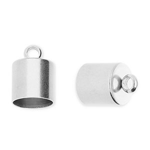 Stainless Steel - Rostfrei Stahl Schmuckzubeh&ouml;r Endkappen &Oslash;6 mm mit &Ouml;se Silver