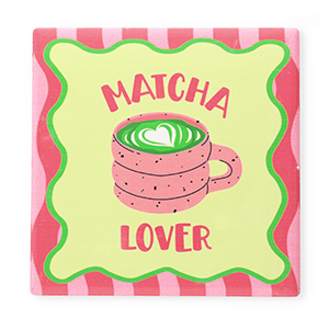 BY31&reg; Deko-Fliese mit Spruch "Matcha lover" Green-pink-white-black