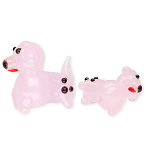 Handgefertigt Glasperlen Hund Light pink-black-red