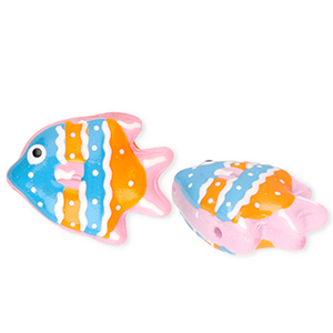Handgefertigt Glasperlen Fisch Blue-orange-white-light pink