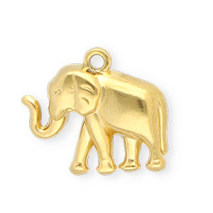 Stainless Steel - Rostfrei Stahl Anh&auml;nger Elefant Gold