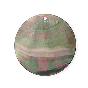 Muschel Anh&auml;nger Specials Rund Dark grey-white