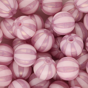 12 mm DQ&reg; Acrylperlen mit Streifen Vintage pink