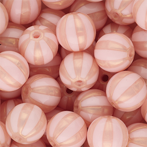 12 mm DQ&reg; Acrylperlen mit Streifen Light pink-peach pink