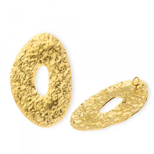 Stainless Steel - Rostfrei Stahl Anh&auml;nger Oval Gold