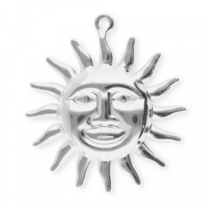 Stainless Steel - Rostfrei Stahl Anh&auml;nger Sonne mit Gesicht Silver