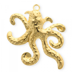 Stainless Steel - Rostfrei Stahl Anh&auml;nger Oktopus Gold
