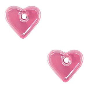 DQ Griechische Keramik Perlen Herz Magenta-pink