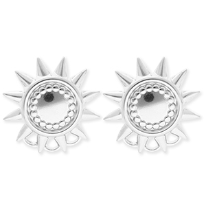 BY31&reg; Stainless Steel - Rostfrei Stahl Schmuckzubeh&ouml;r Ohrringe&nbsp;/&nbsp;Ohrstecker Sonne mit 3 &Ouml;sen Silver