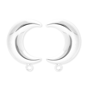 BY31&reg; Stainless Steel - Rostfrei Stahl Schmuckzubeh&ouml;r Ohrringe&nbsp;/&nbsp;Ohrstecker Mond mit &Ouml;se Silver