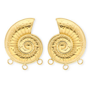 BY31&reg; Stainless Steel - Rostfrei Stahl Schmuckzubeh&ouml;r Ohrringe&nbsp;/&nbsp;Ohrstecker Muschel mit 3 &Ouml;sen Gold