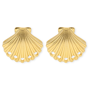 BY31&reg; Stainless Steel - Rostfrei Stahl Schmuckzubeh&ouml;r Ohrringe&nbsp;/&nbsp;Ohrstecker Muschel mit 5 &Ouml;sen Gold