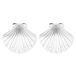 BY31&reg; Stainless Steel - Rostfrei Stahl Schmuckzubeh&ouml;r Ohrringe&nbsp;/&nbsp;Ohrstecker Muschel mit 5 &Ouml;sen Silver