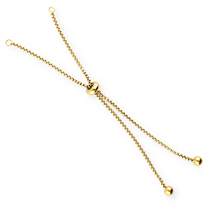 Stainless Steel - Rostfrei Stahl Schmuckzubeh&ouml;r Halbarmband mit Stopperperle Gold