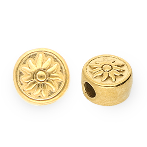 Stainless Steel - Rostfrei Stahl Perlen Rondellen mit Sonne Gold