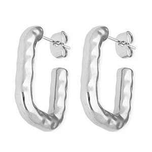 Ohrringe aus Stainless Steel - Rostfreiem Stahl Ohrstecker Rechteck Silver