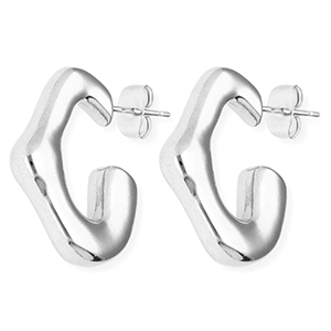 Ohrringe aus Stainless Steel - Rostfreiem Stahl Ohrstecker Irregular Silver
