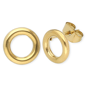 Ohrringe aus Stainless Steel - Rostfreiem Stahl Ohrstecker Rund Gold