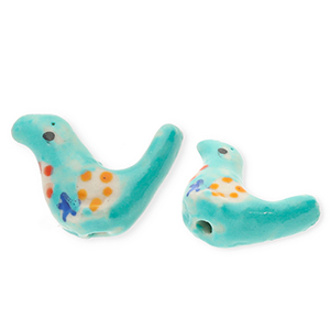 Perlen Keramik Vogel Turquoise-multicolour