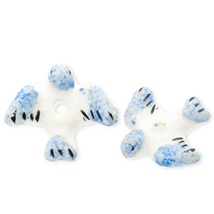 Perlen Keramik Vogel White-blue-black