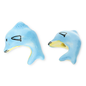 Perlen Keramik Delfin Blue-yellow-black