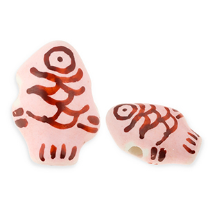 Perlen Keramik Fisch Light pink-rust red