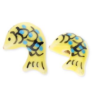 Perlen Keramik Fisch Yellow-blue-black
