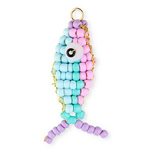 BY31&reg; Anh&auml;nger Glasperlen Fisch Pastel lilac-light blue-turquoise-lavender-gold