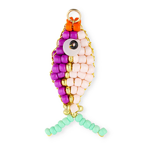 BY31&reg; Anh&auml;nger Glasperlen Fisch Purple-light pink-gold-mint green