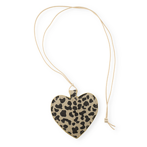 Statement-Anh&auml;nger Herz mit Leopard-Print Beige brown-dark brown