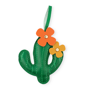 Statement-Anh&auml;nger Kaktus mit Blumen Dark green-orange-ochre brown