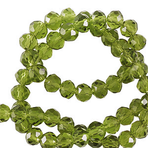 Top Glas Facett Perlen 4x3mm rondellen Dark green