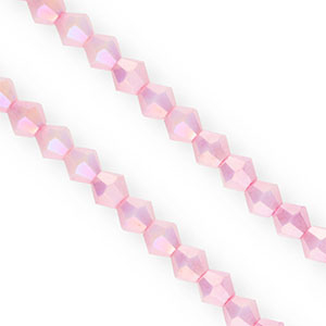 Glas Top Facett Perlen Bicone 6&nbsp;mm Candy pink-AB coating