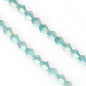 Glas Top Facett Perlen Bicone 6&nbsp;mm Aqua green-AB coating