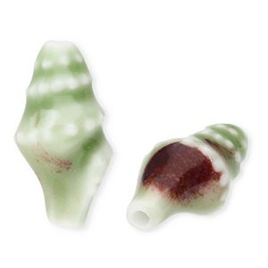 Perlen Keramik Wellhornschnecke Light green-brown