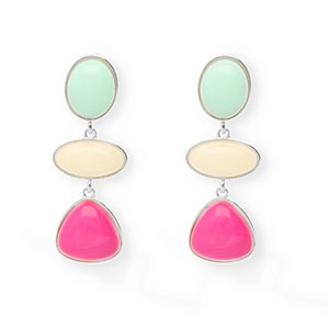 Trendy Ohrringe&nbsp;/&nbsp;Ohrstecker mit Rostfrei Stahl-Stecker Silver-mint green-off white-hot pink
