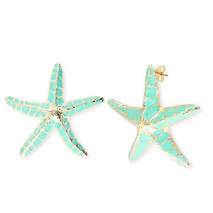 Trendy Ohrringe&nbsp;/&nbsp;Ohrstecker Enamel Seestern mit Rostfrei Stahl-Stecker Gold-turquoise