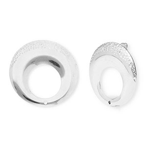 Stainless Steel - Rostfrei Stahl Schmuckzubeh&ouml;r Ohrringe / Ohrstecker Rund mit &Ouml;se Silver