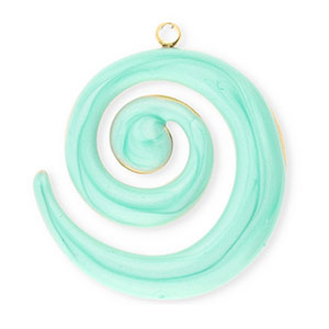 Stainless Steel - Rostfrei Stahl Anh&auml;nger Spirale Gold-mint green marble