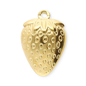 Stainless Steel - Rostfrei Stahl Anh&auml;nger Erdbeere Gold